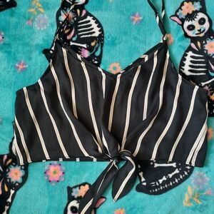 Forever 21 Black and Cream Striped Top